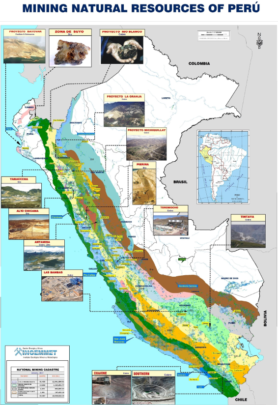 Mapa De Recursos Naturales Mineros Del PerÚ InglÉs Mapas Ingemmet 3906